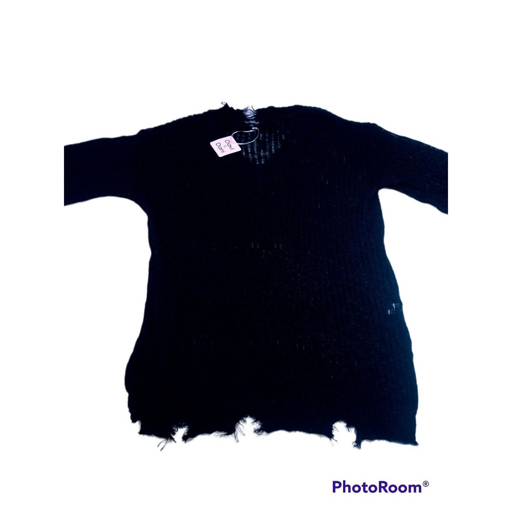 Davi & Dani Clothing Distressed Black Dress Sweater NWT XL